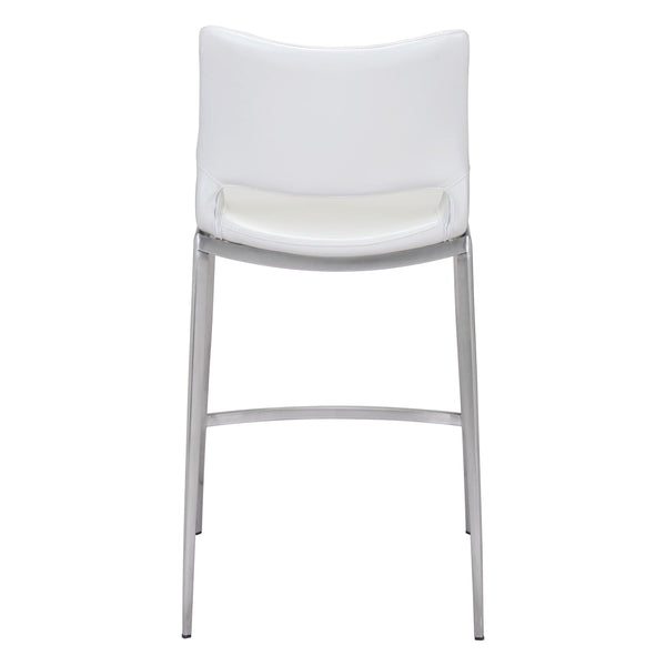 Ace Counter Stool (Set of 2) White & Silver