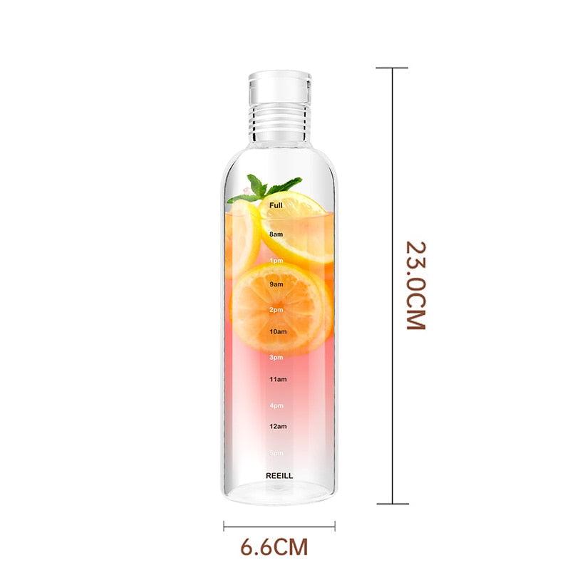 750ml Large Capacity Glass Water Bottle With Time Marker Cover For Water Drink Transparent Milk Juice Simple Cup Birthday Gift Sport Grey Glass Bottle Glass Bottle with Hourly Time Marker Leak Proof Reusable Water Bottle