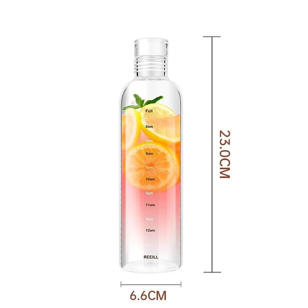 750ml Large Capacity Glass Water Bottle With Time Marker Cover For Water Drink Transparent Milk Juice Simple Cup Birthday Gift Sport Grey Glass Bottle Glass Bottle with Hourly Time Marker Leak Proof Reusable Water Bottle