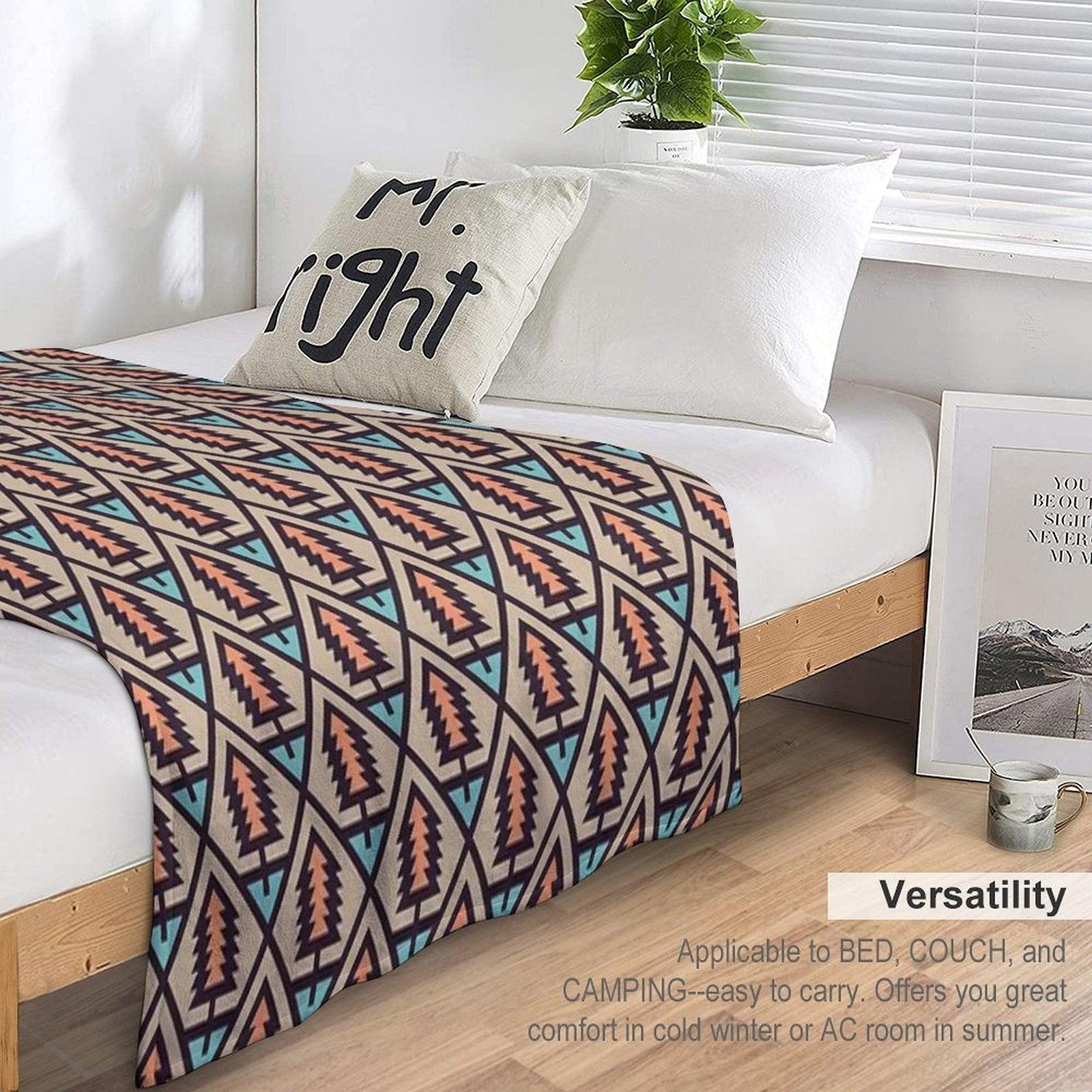 Adventure Pine Tree on Lake Pattern Throw Blanket