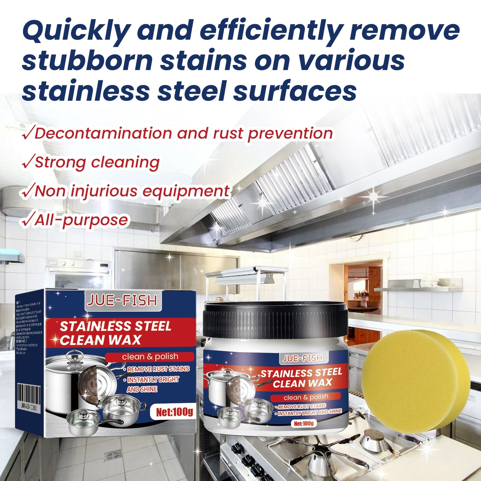 Stainless Steel Cleaning Cream, Kitchen Utensils, Pots And Pans, Cooktops, Heavy Oil, Rust Removal, Cleaning And Descaling Paste
