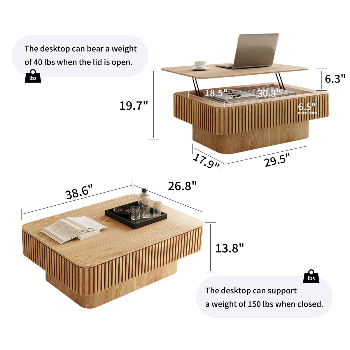 Modern Lift-Top Coffee Table with Hidden Storage