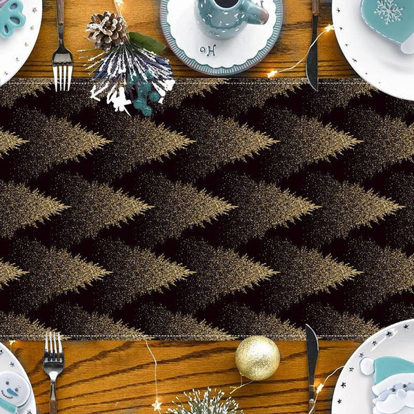 Golden Christmas Tree Printed Table Flag Winter Festival Home Living Room Dining Table Decoration Tablecloth Mat Tea Flag