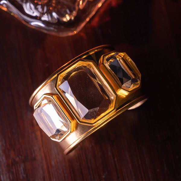 Medieval electroplated real gold full set crystal temperament high cold necklace bracelet set for women