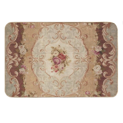 Antique Rose Floral French Aubusson Rug Print Bath Mat
