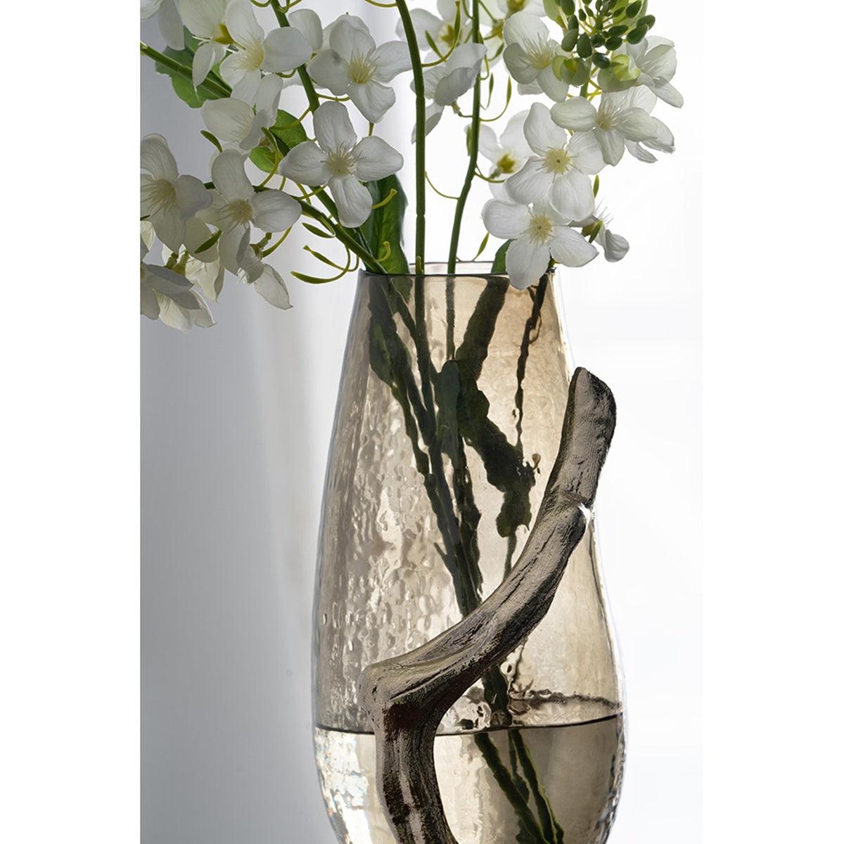 Modern Gold Glass Vase with Metal Stand