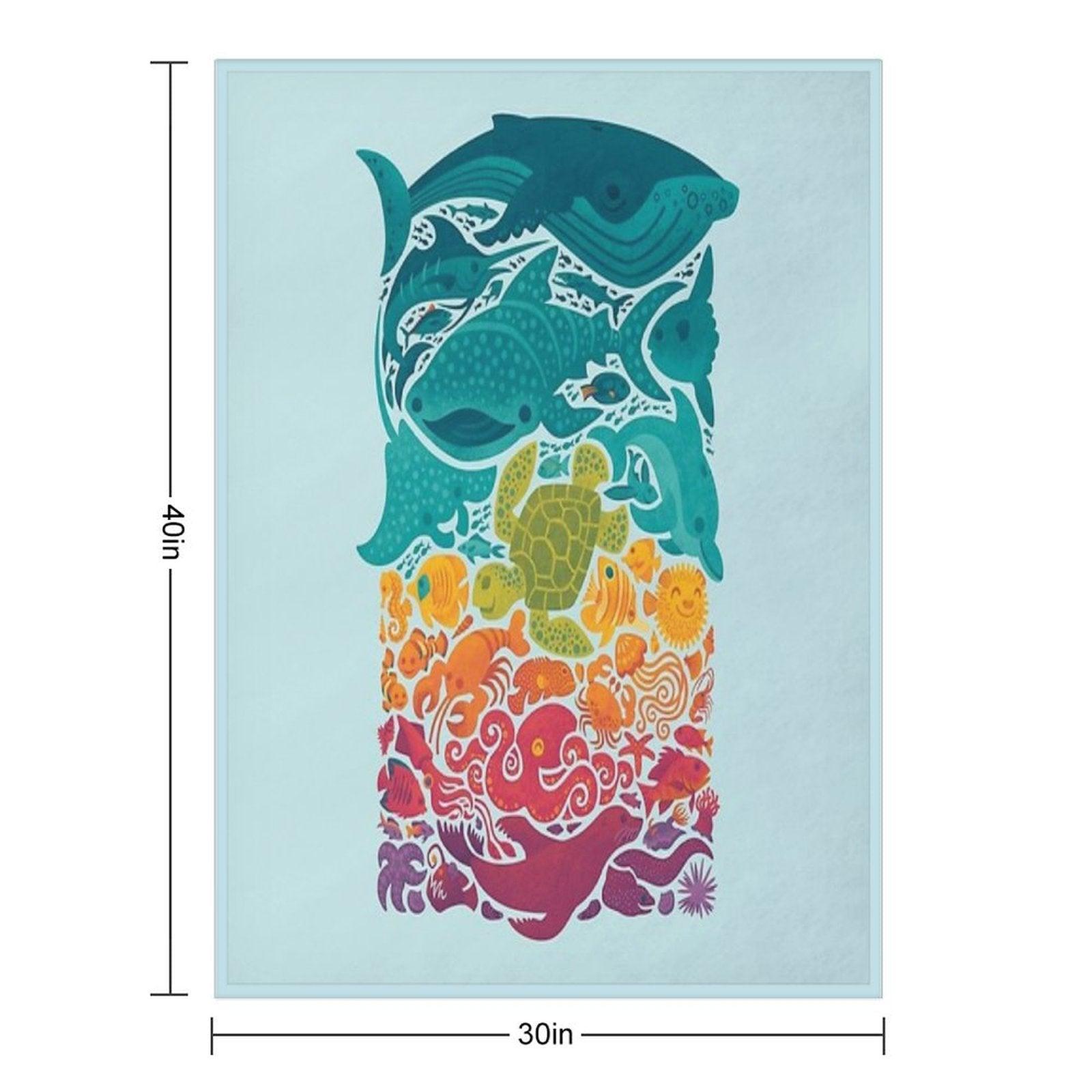 Aquatic Spectrum  Light Blue Throw Blanket