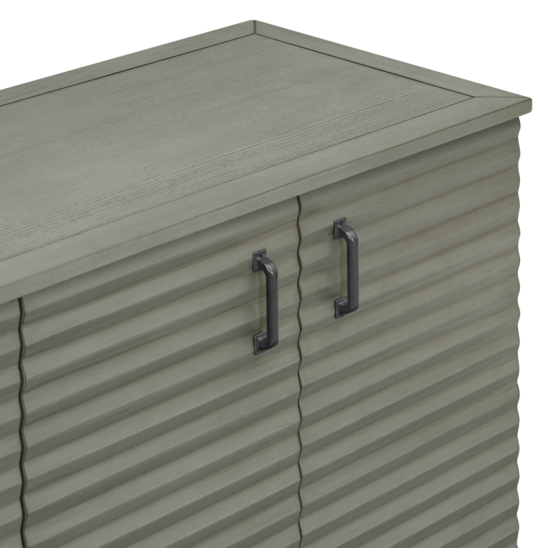 TREXM side panel with 4-door large storage buffet, adjustable shelves and metal handles (antique gray)