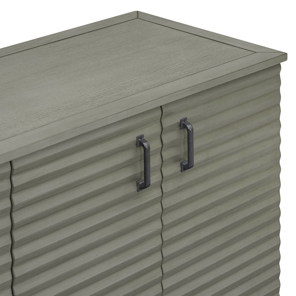 TREXM side panel with 4-door large storage buffet, adjustable shelves and metal handles (antique gray)