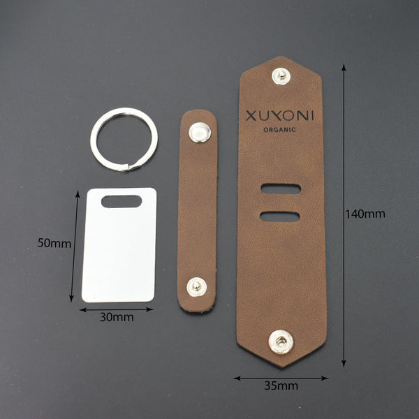 Blank heat transfer leather detachable keychain laser multifunctional DIY leather keychain leather overprint photo