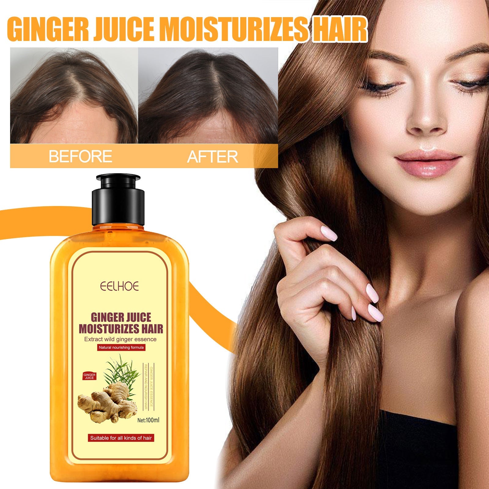 Ginger Juice Moisturizes Hair, Moisturizing And Repairing Hair Follicle Hair Strong Anti-Shampoos