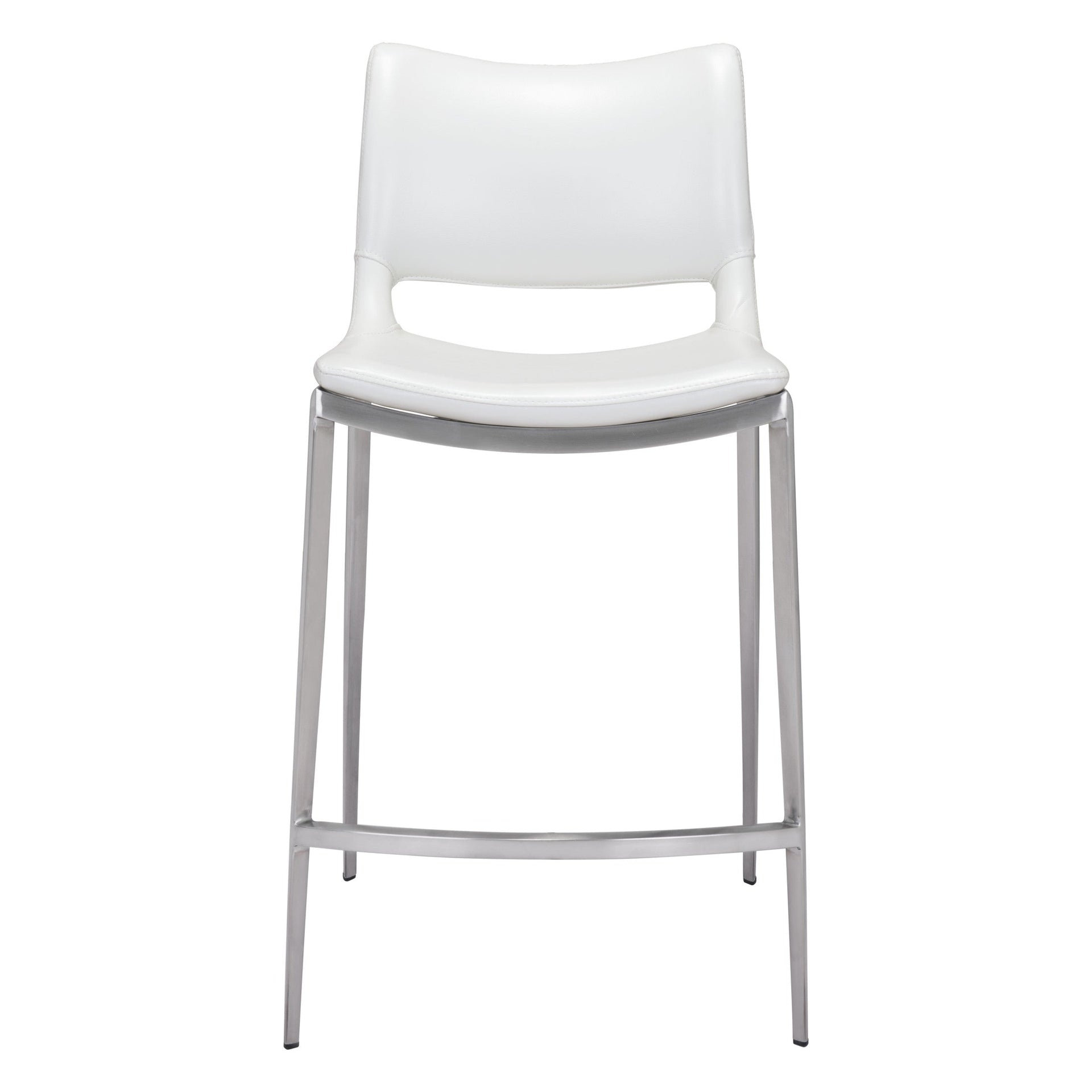 Ace Counter Stool (Set of 2) White & Silver