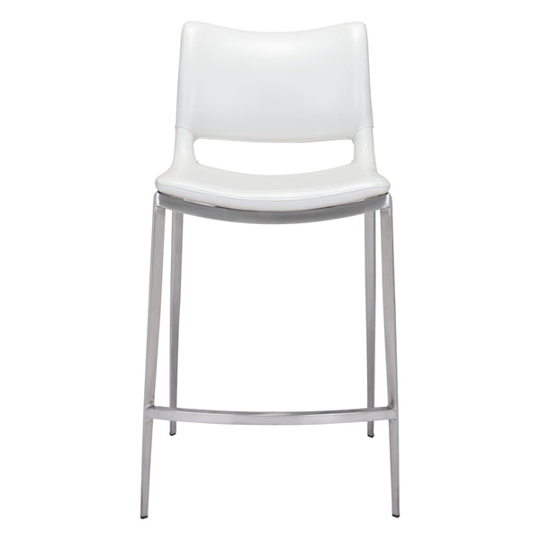 Ace Counter Stool (Set of 2) White & Silver