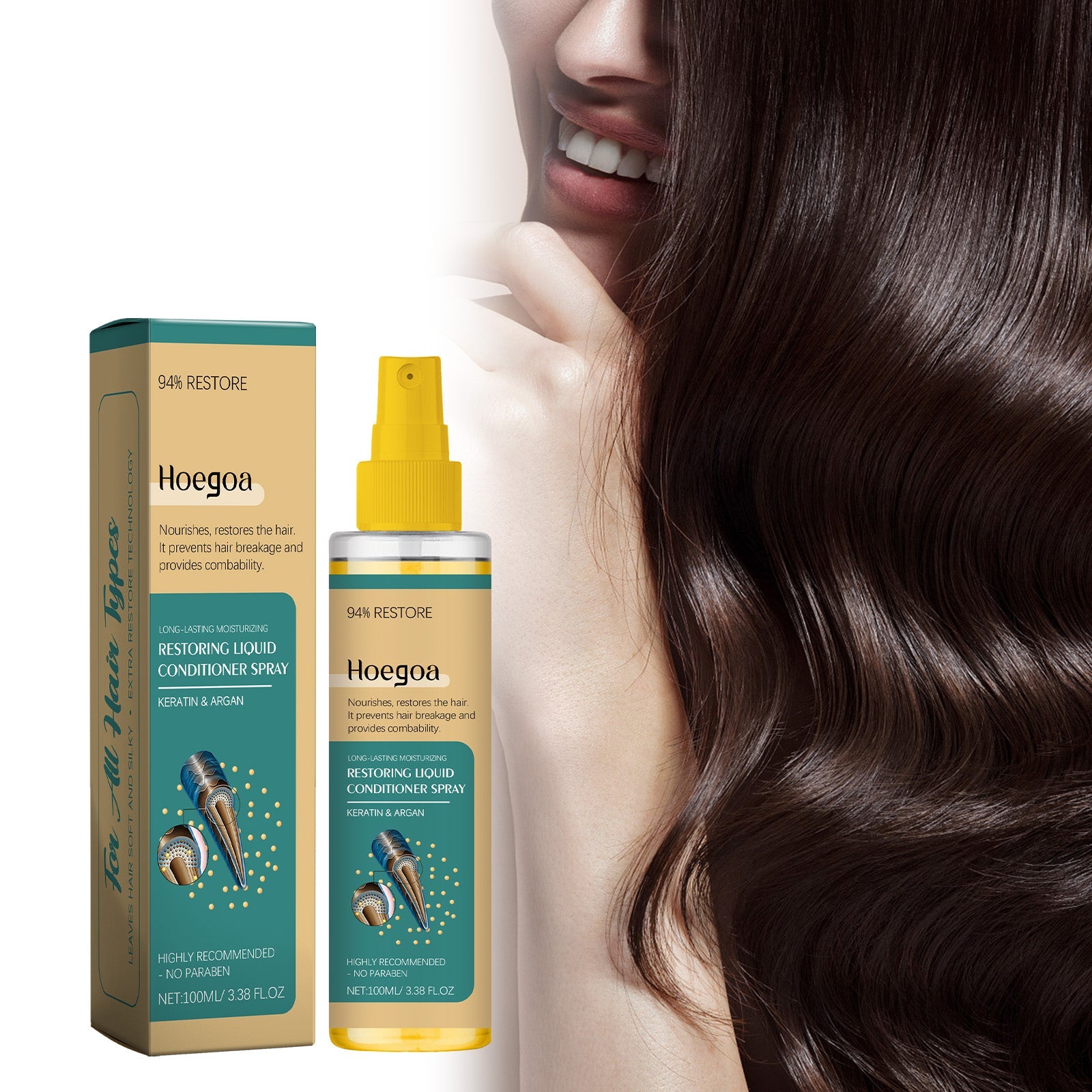 Argan Leave-In Hair Treatment Spray Moisturizes Split Hairs And Moisturizes Glossy Hair