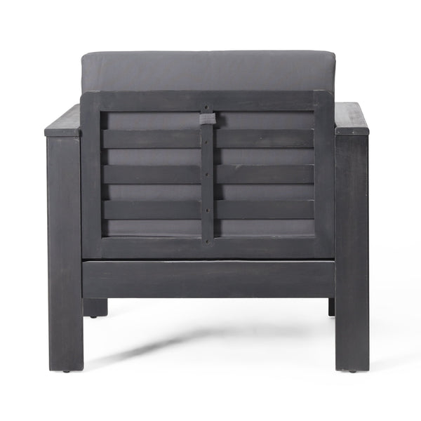 ( Set of 2) Outdoor Acacia Wood Club Chairs with Cushions, Dark Gray, 27.75