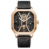 POEDAGAR Fashion Men Luxury Wristwatches Chronograph Luminous Waterproof Date Man Watch Square Dial Leather Quartz Men's Watches