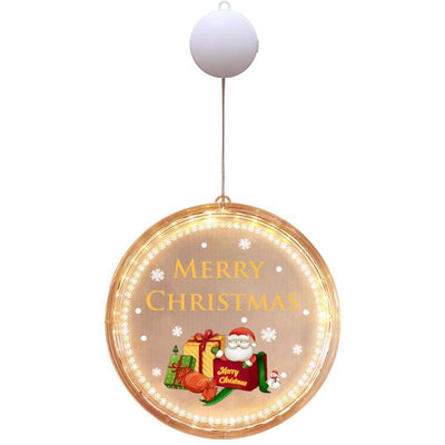 Christmas LED Decorative Light Door Hanging Christmas Tree Shopping Mall Showcase Atmosphere Light Colorful Circular Suction Cup Hanging Light