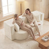 75.5 inch Folding Sofa Bed 2-in-1 Convertible Teddy Fleece Floor Loveseat with 2 Comfortable Pillows-Beige