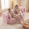 75.5 inch Folding Sofa Bed 2-in-1 Convertible Teddy Fleece Floor Loveseat with 2 Comfortable Pillows-Pink