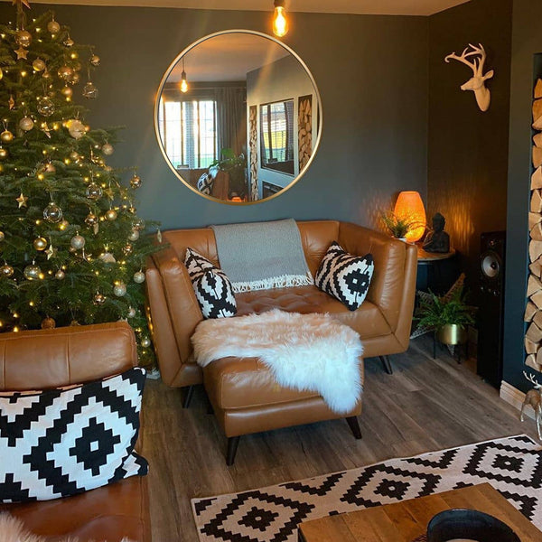 24 Inch Gold Metal Framed Round Bathrrom Mirror for Wall.