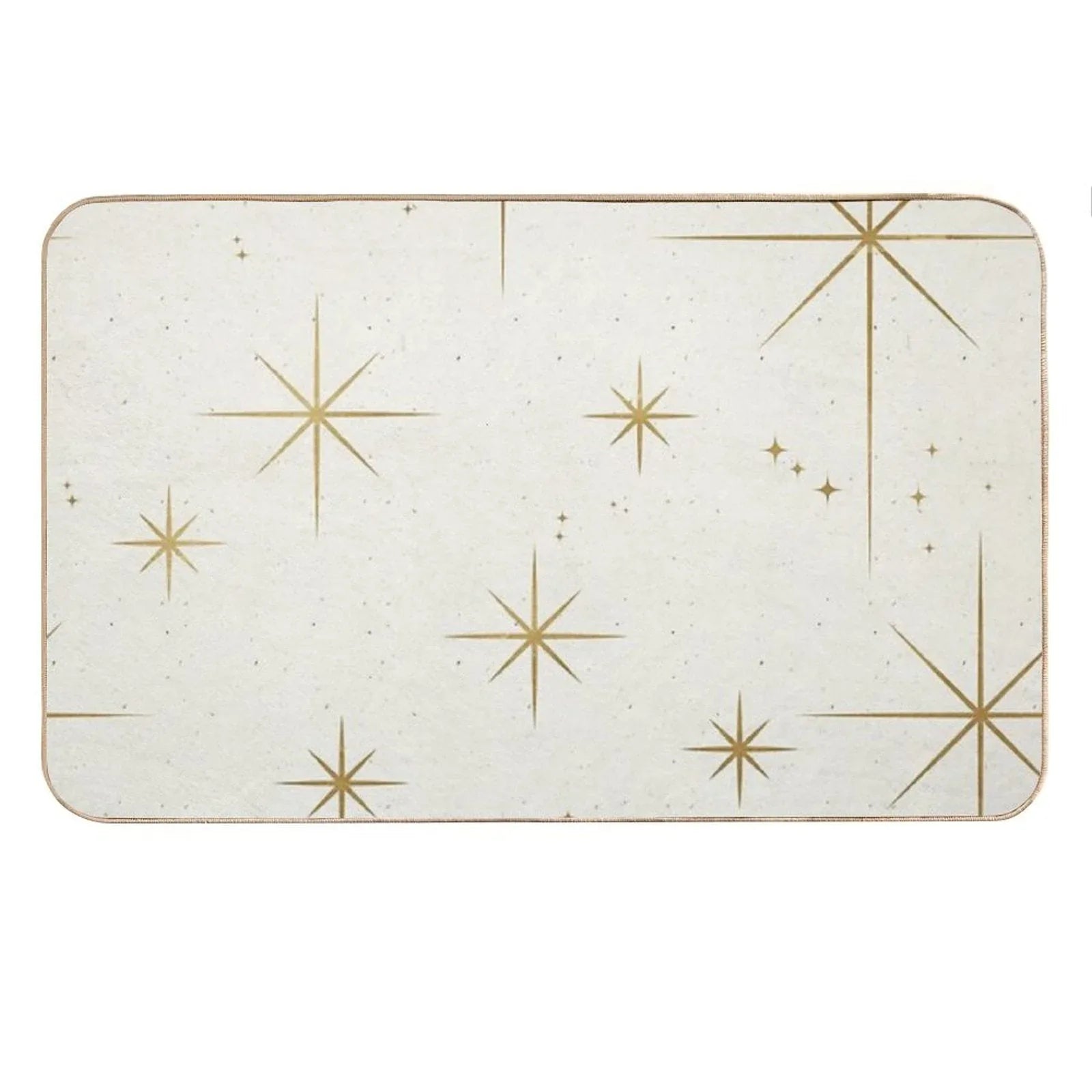 Gold Art Deco Stars Sparkle Pattern Astrology Astronomical Vintage Style White Background Bath Mat