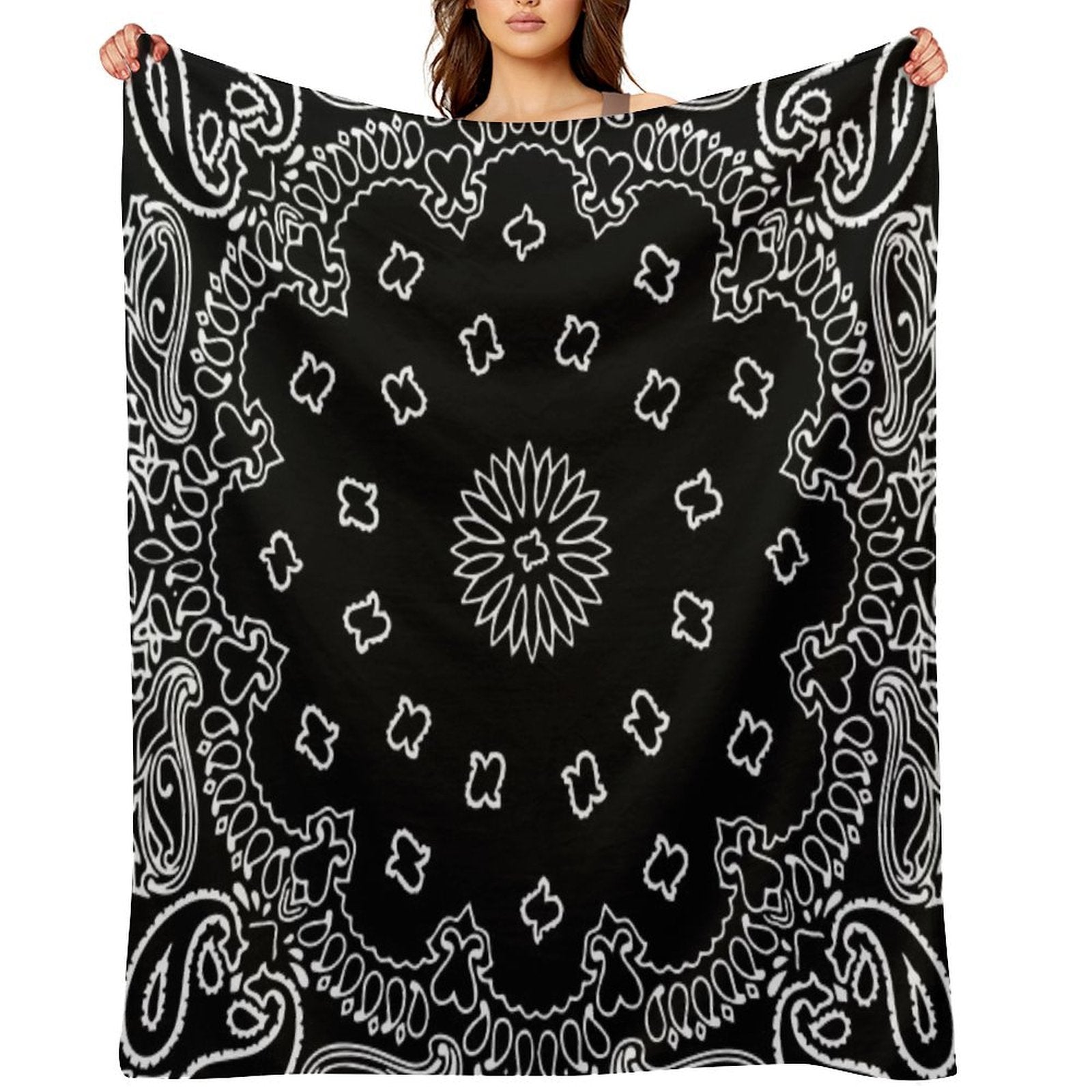 Black Bandana Lightweight Throw Blanket