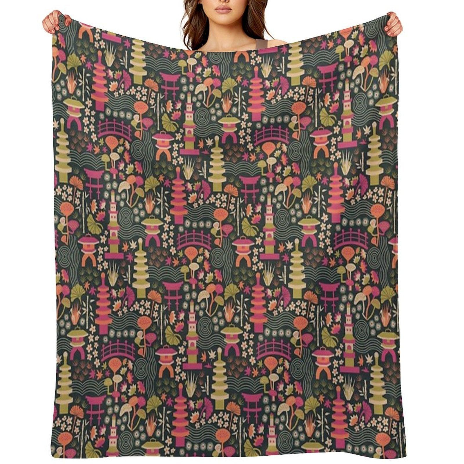 Zen Garden Based on The Japanese Tea Garden in Golden Gate Park Throw Blanket