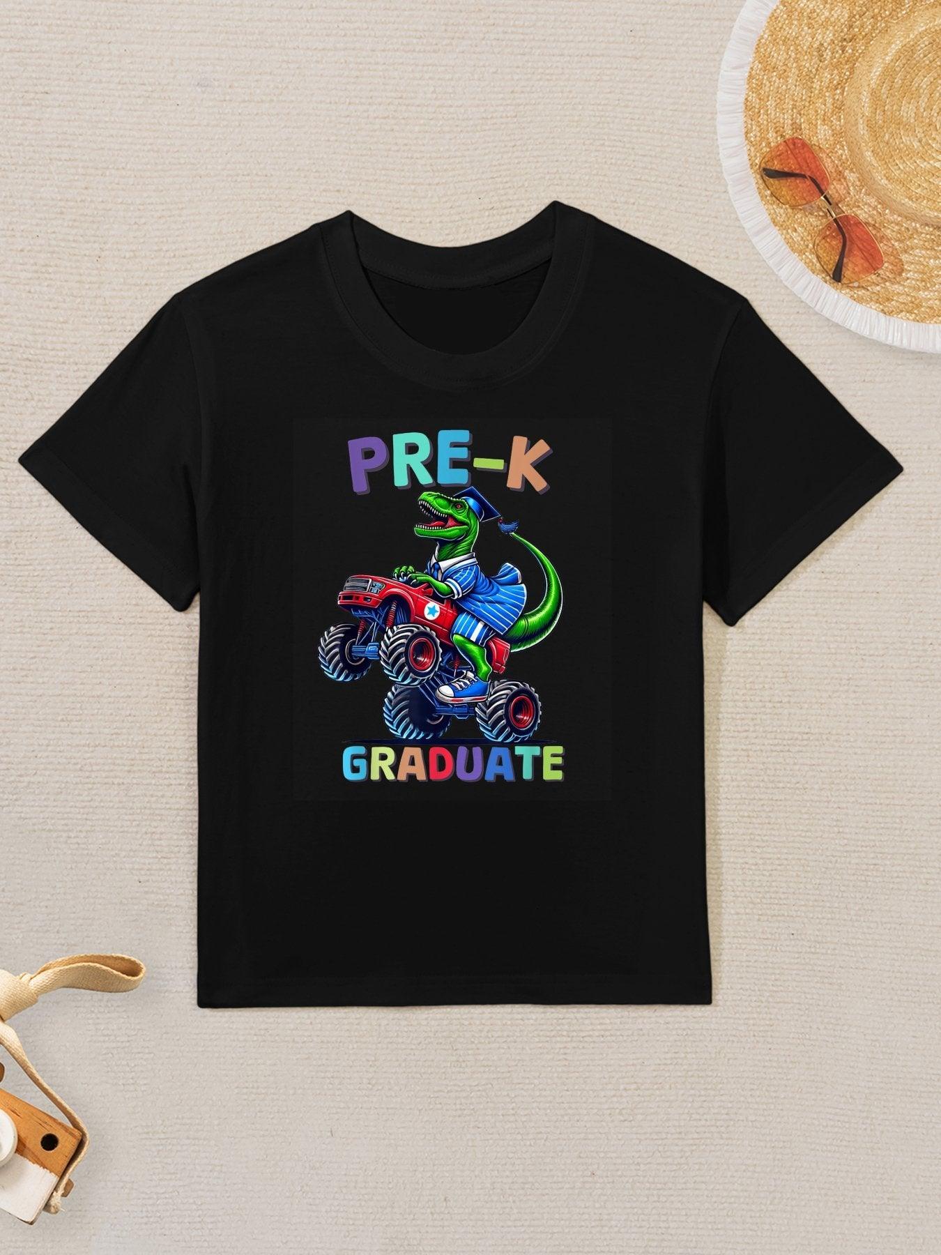 Pre-K Graduation Monster Truck Dinosaur Boys Kids Dino Kids T-Shirt