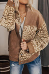 Leopard Print Drop Shoulder Jacket with Button-Up Closure Beautiful Unique Design Winter Jacket
