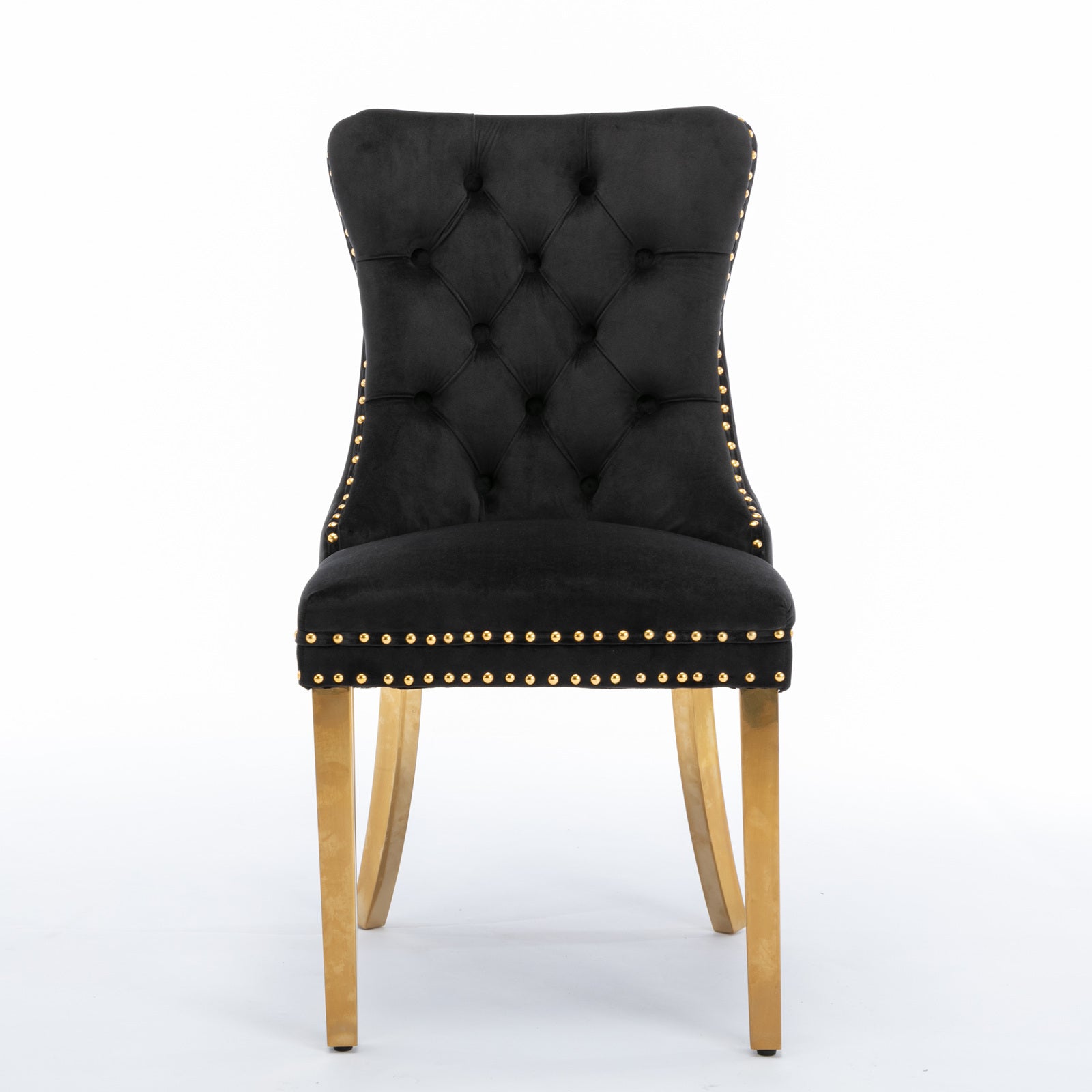 Nikki Collection Modern Tufted Solid Wood Velvet Upholstered Dining Chair with Gold Legs