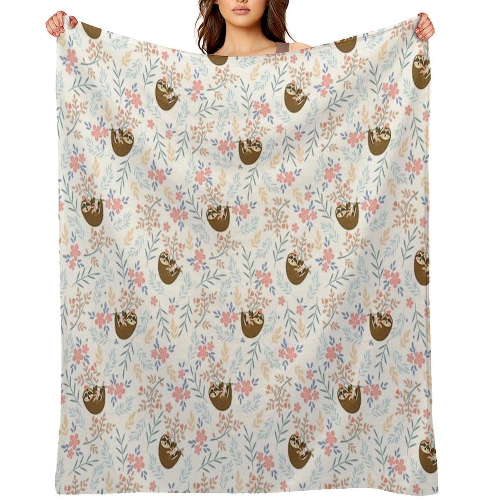 Baby Flower With Sloth Throw Blanket