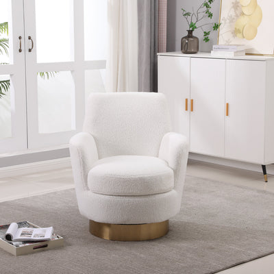 White Velvet Swivel Barrel Chair