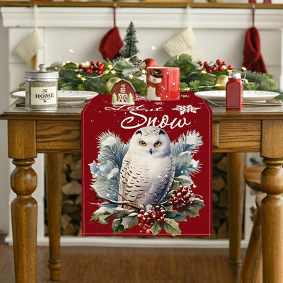 Owl Linen Table Flag Christmas Day Table Decoration Tablecloth Kitchen Restaurant Tablecloth Tea Table Cloth