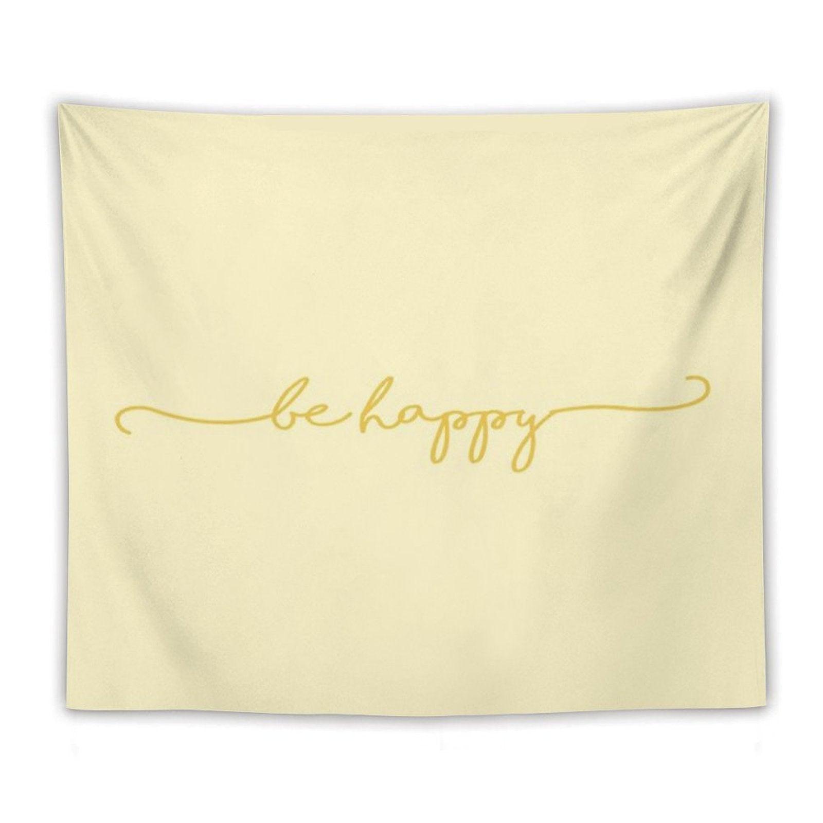 Be Happy-Yellow Tapestry