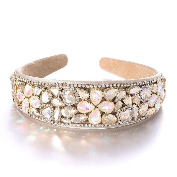 Fashionable diamond inlaid four leaf clover Baroque retro full inlaid rhinestone sponge headband