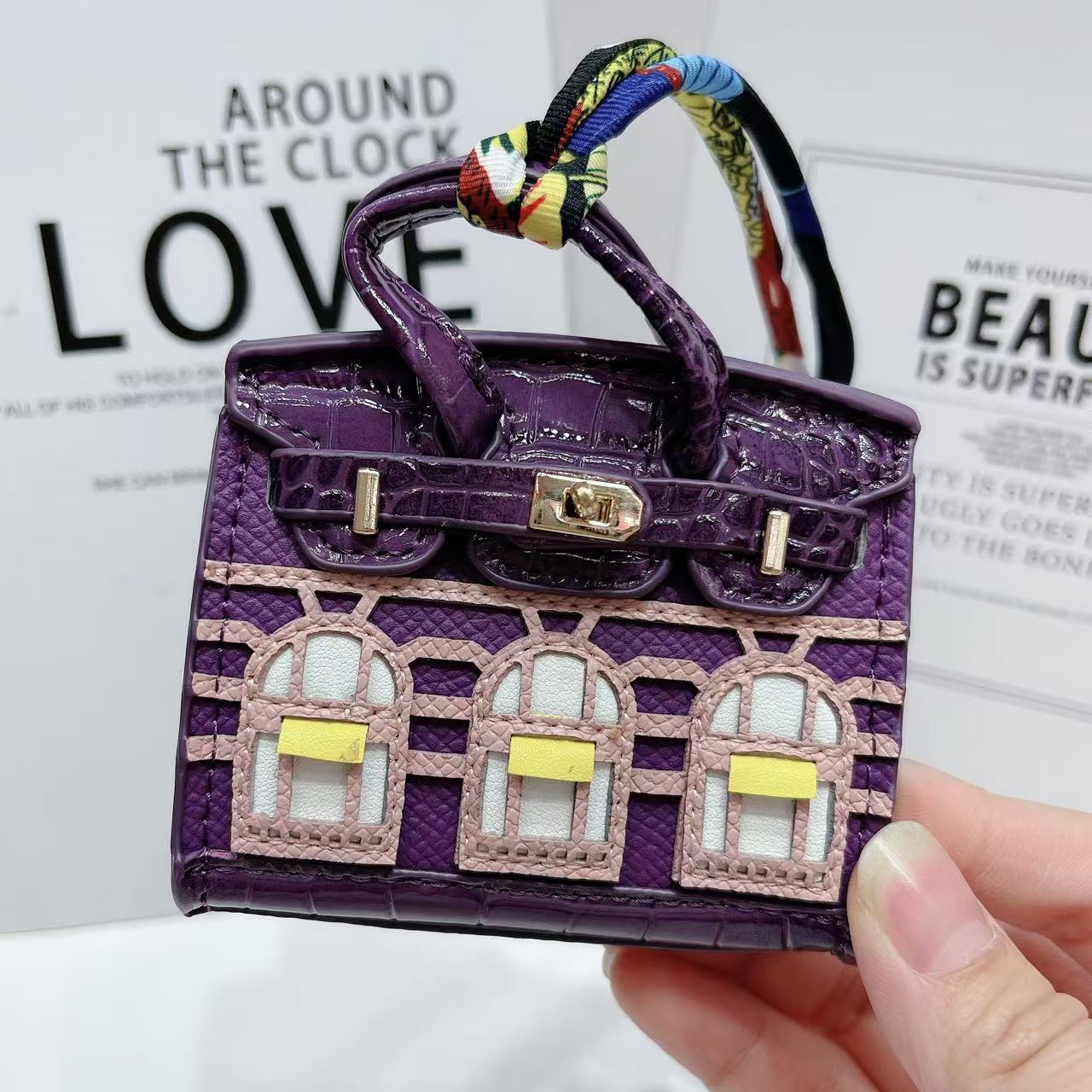 Small house bag mini window pendant headphone bag lipstick car key backpack backpack decoration