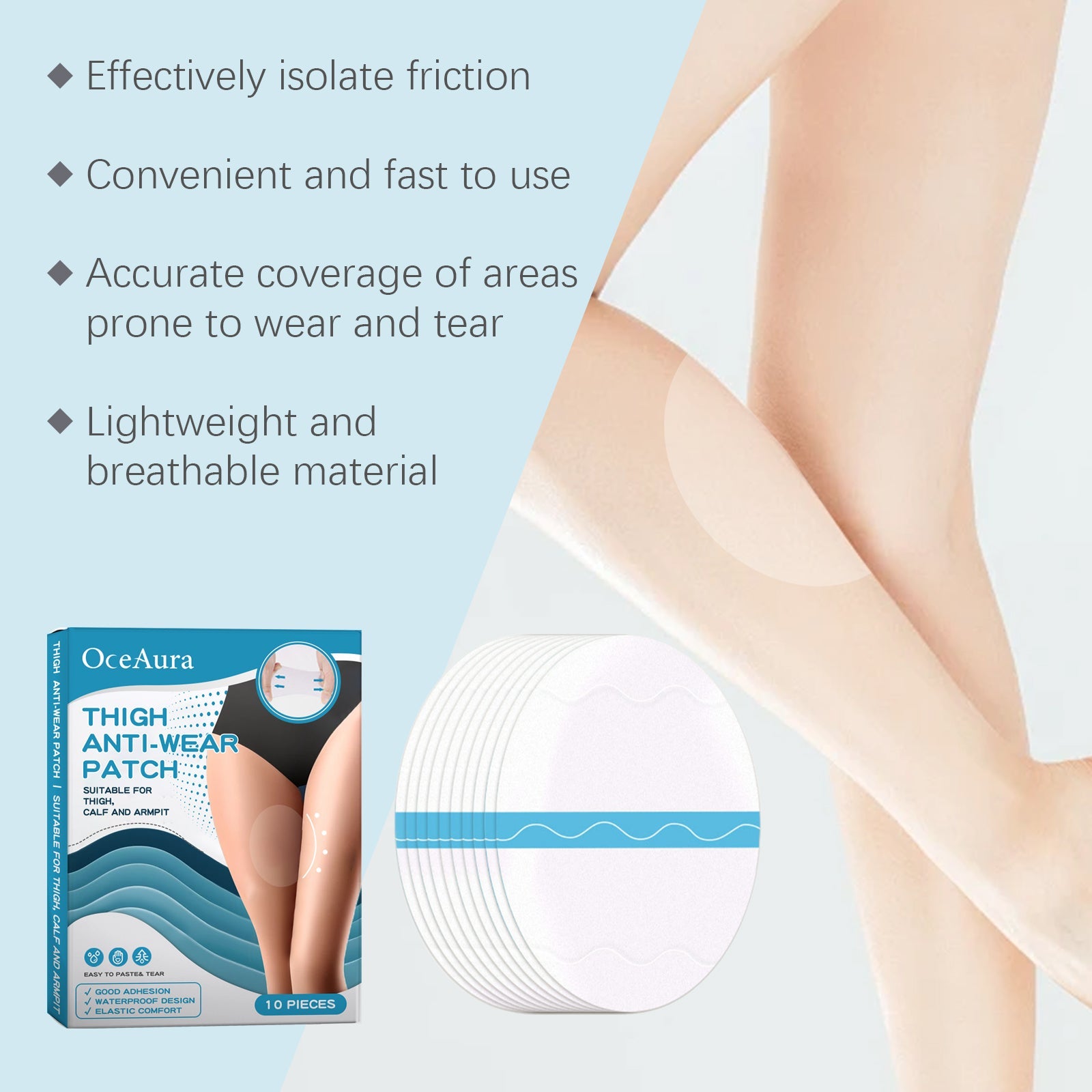 Oceaura Thigh Anti-Wear Adhesive, Thigh And Calf Non-Trace Leg Protector Breathable Invisible Multi-Functional Anti-Wear Foot Adhesive