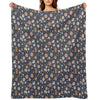 Flower Meower (Navy) Travel-friendly Throw Blanket