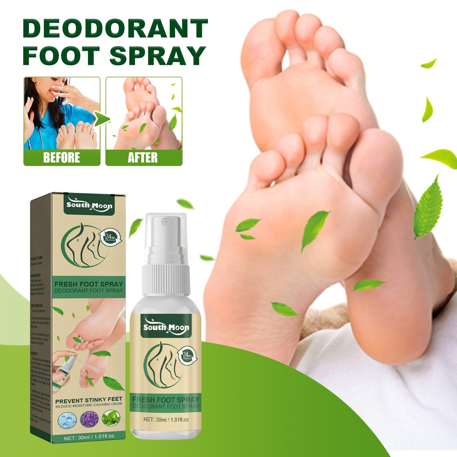 Fresh Foot Spray, Dry Feet Peeling Feet Itchy Moisturizing Skin Fragrance Spray