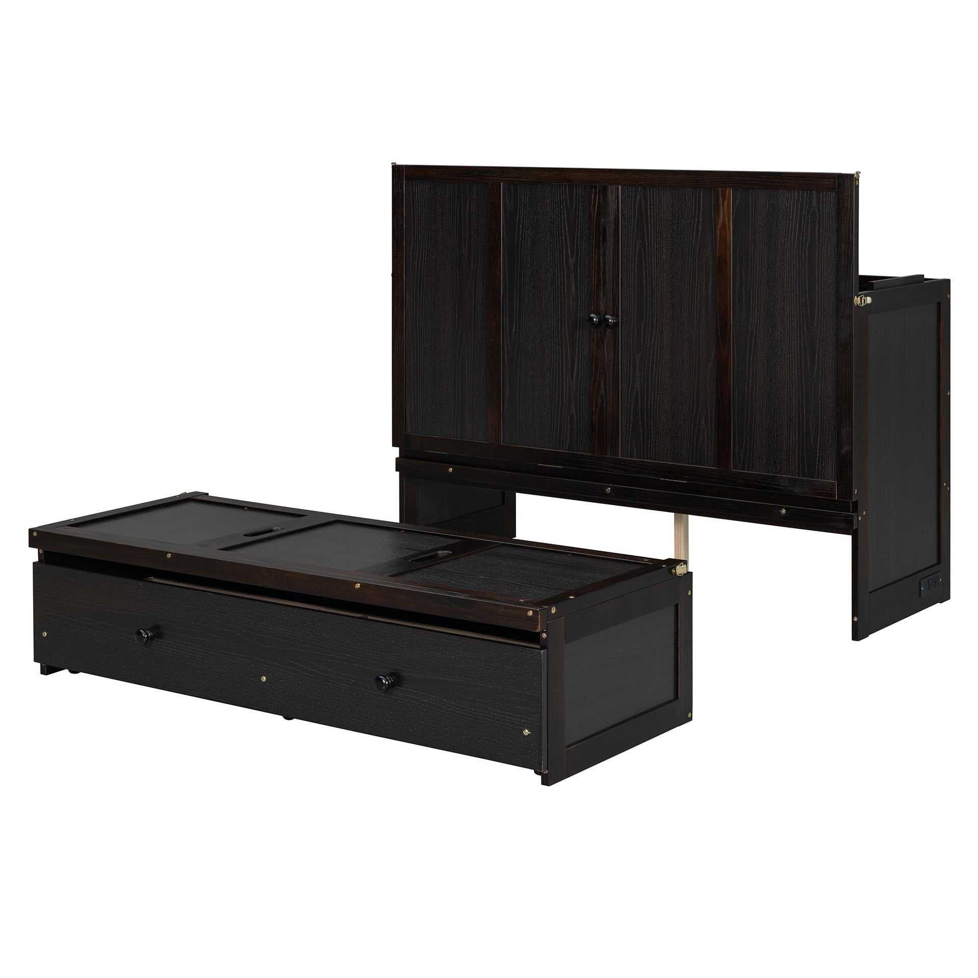 Space-Saving Full Size Murphy Bed with USB Port and Large Drawer Storage