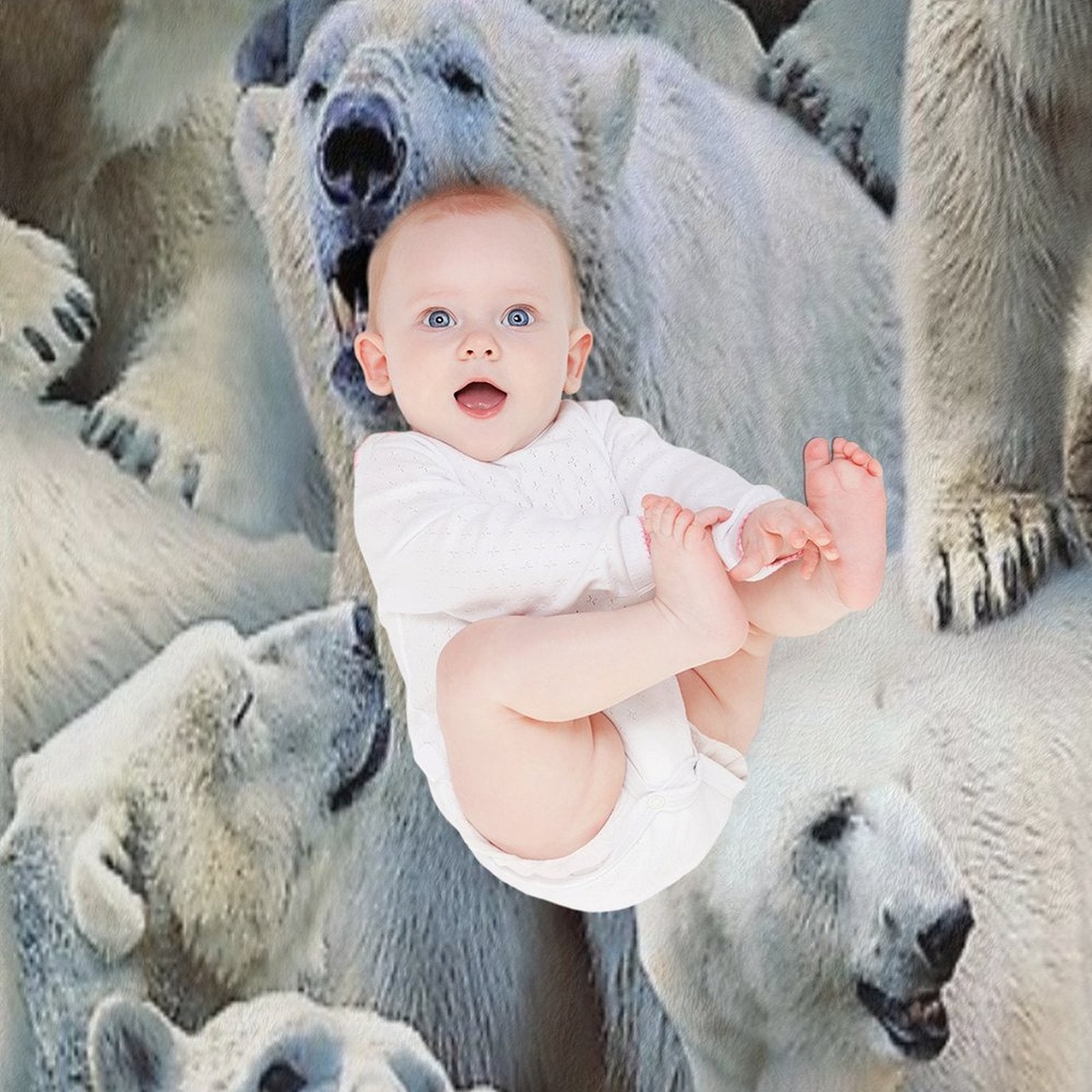 Polar Bears Wrinkle-free Throw Blanket