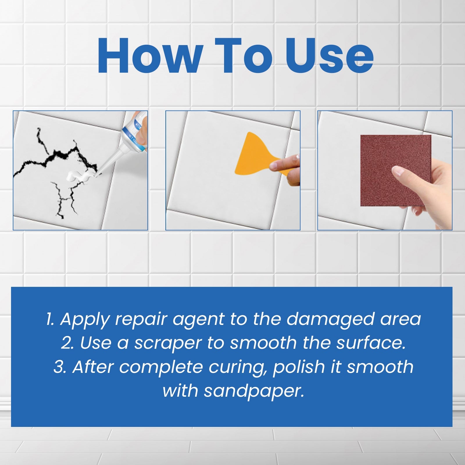 Tile Repair Glue, Bathtub Marble Furniture Floor Tile Toilet Crack Repair Glue Paste