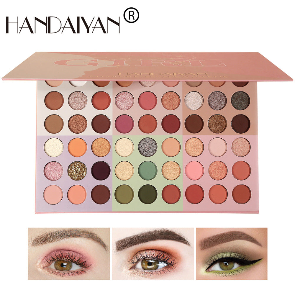 HANDAIYAN Popular 54 Color Eyeshadow Palette Earth Color Pearlescent Matte Glitter Powder Eye Shadow