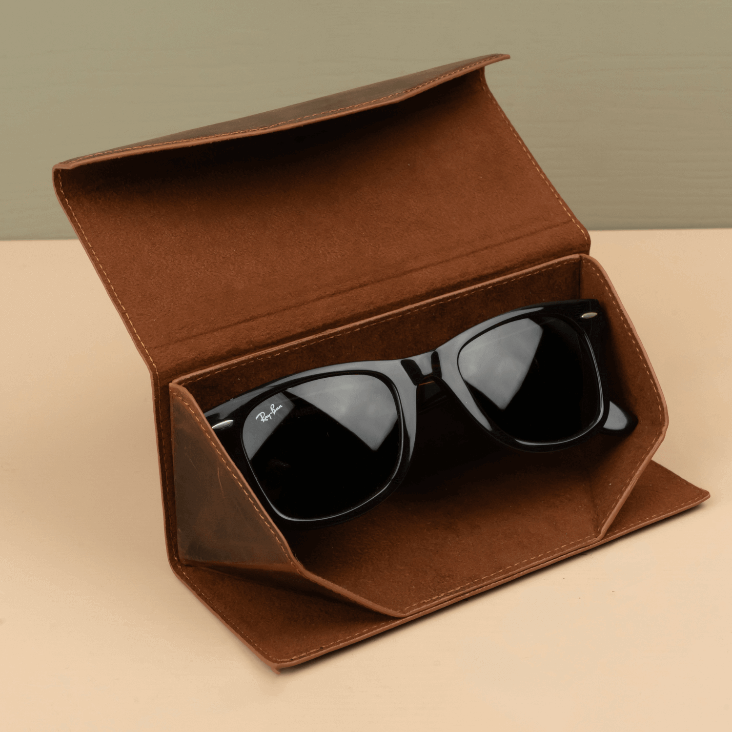 Luxury Leather Sunglasses Case - Dark Brown - Louisville