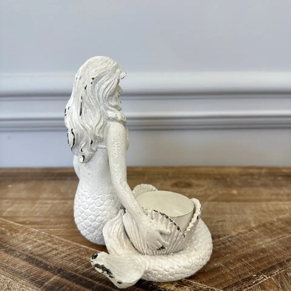 White Mermaid Resin Candle Holder