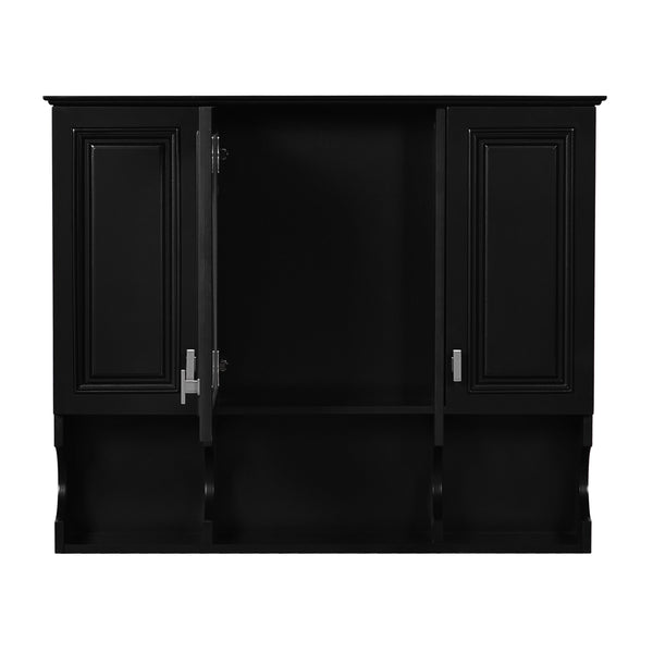 Wall Mounted Bathroom Medicine Cabinet with Mirror and Open Shelves, Modern