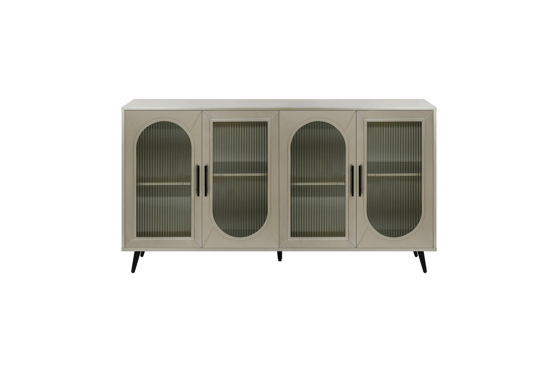 Wood TV Stand with Storage Cabinet & Adjustable Shelves