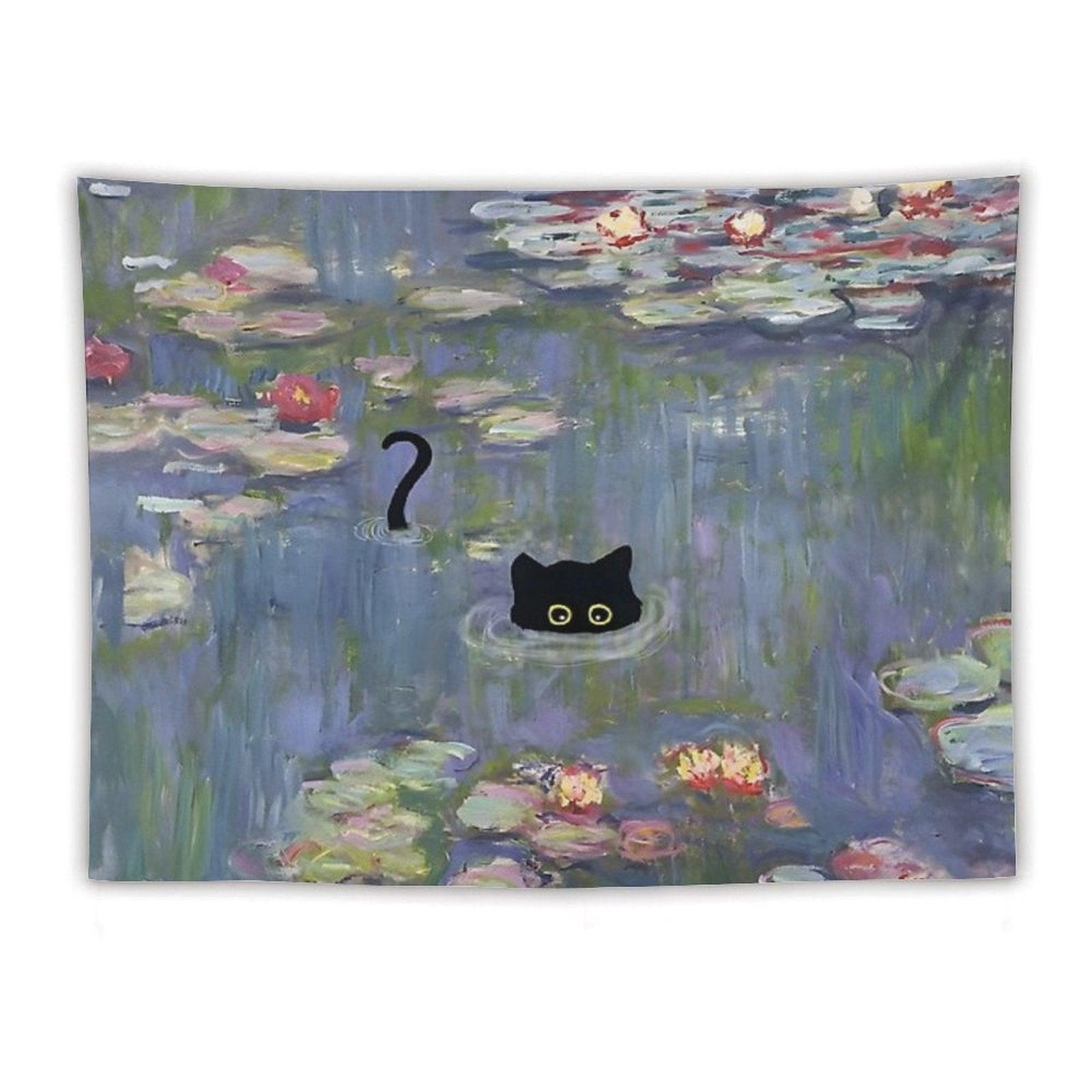 Cat Monet Waterlily Tapestry