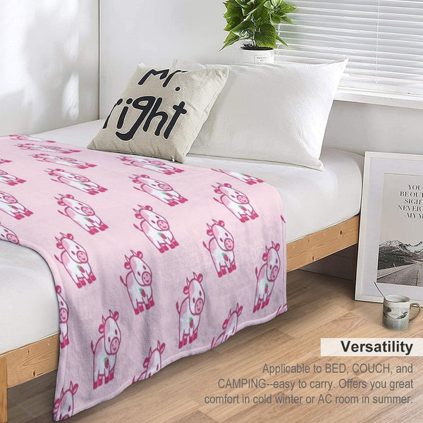 Strawberry Cow All-season Throw Blanket