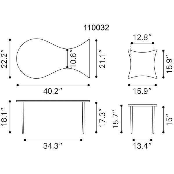 Norden Coffee Table Set (2-Piece) Black & Bronze